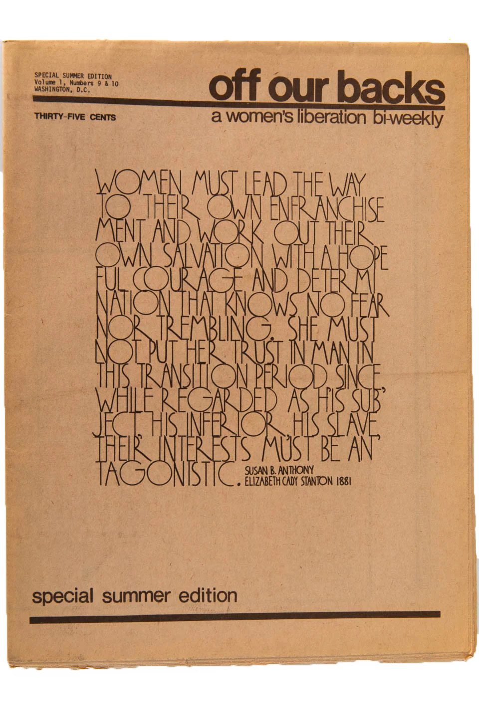 OFF OUR BACKS Vol. 1 No. 9 & 10